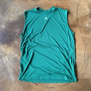 VTG Y2K Adidas Centre Logo Men's Sleeveless Green Cutoff Tank Top Shirt